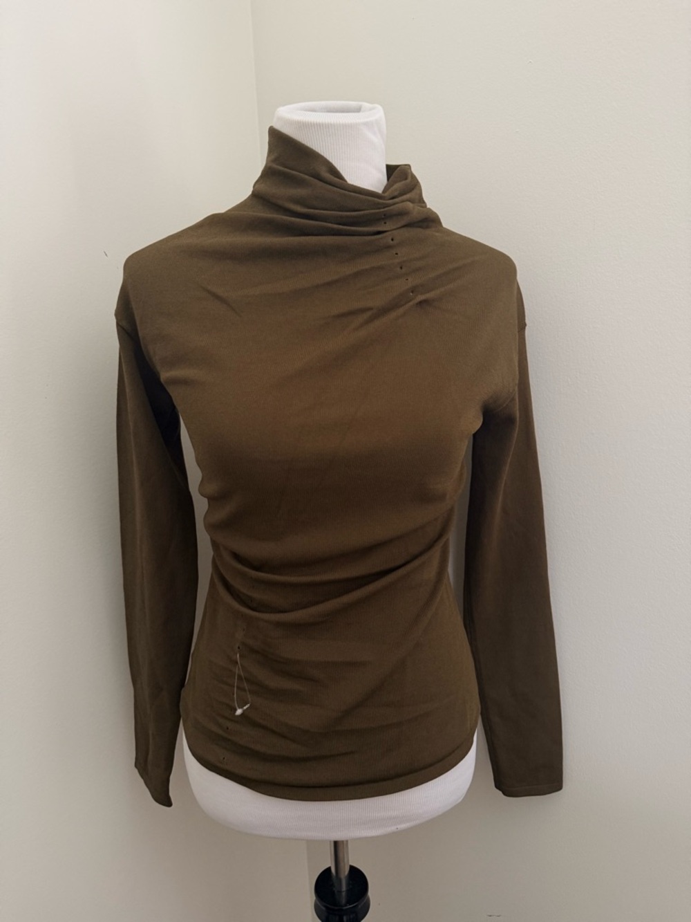 NEW flaw CULT GAIA Callie Knit Long Sleeve Top in Rosemary Green & Gold Size S